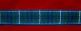R6703 17mm Blues and Green Tartan Ribbon with Thin Metallic Silver Stripes - Ribbonmoon