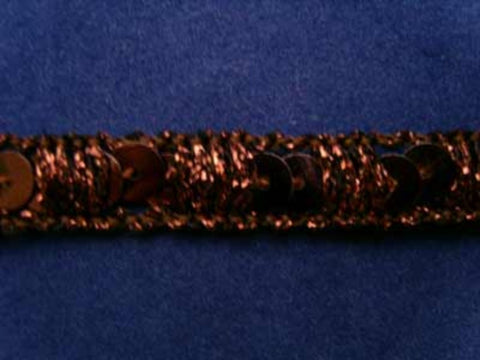 SQBRAID38 10mm Brown Sequin Braid Trim - Ribbonmoon