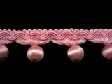 FT1712 30mm Tonal Pink Satin Sheen Bobbles on a Cord Decorated Braid