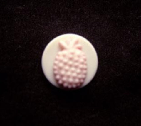 B10979 12mm Pale Pink and White Matt Pineapple Design Shank Button - Ribbonmoon