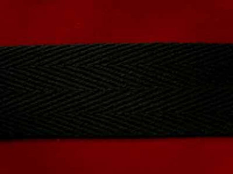 WTAPE02 25mm Black Herringbone Twill Tape 100% Cotton Webbing - Ribbonmoon