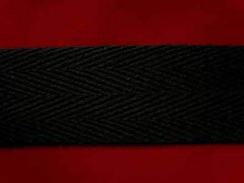 WTAPE02 25mm Black Herringbone Twill Tape 100% Cotton Webbing - Ribbonmoon