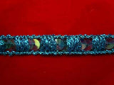 SQBRAID39 10mm Peacock and Turquoise Blue Sequin Braid Trim - Ribbonmoon