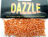 BEAD39 1.5mm Orange and White Glass Rocialle Beads, size 10/0 - Ribbonmoon