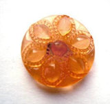 B11785 19mm Orange Tinted Glass Effect Transparent Shank Button - Ribbonmoon