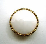 B14552 17mm White Honeycomb Shank Button with a Gilded Gold Poly Rim - Ribbonmoon