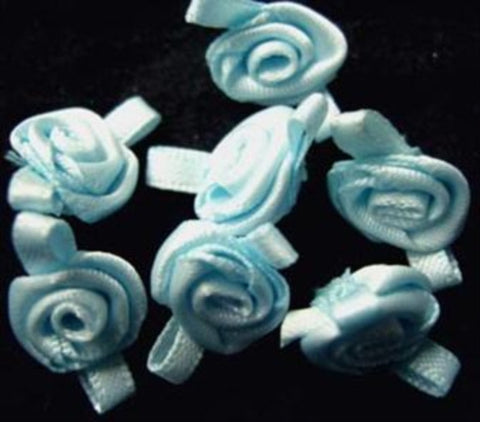 RB471 24mm Pale Blue Satin Ribbon Rose Bow