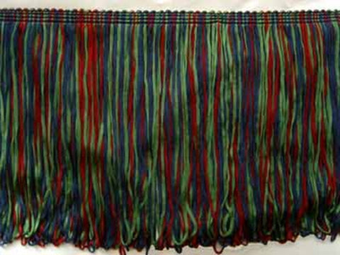 FT262 15cm Navy, Burgundy and Leaf Green Dense Looped Dress Fringe - Ribbonmoon