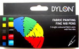 Fabric Pens by Dylon. 5 Bright Coloured with Fine Nibs