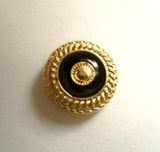 B12876 15mm Gilded Gold Poly and Black Shank Button