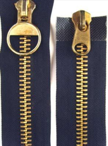 Z2754 61cm Navy Double Ended Zip, Brass Teeth No.10