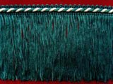 FT1818 75mm Deep Teal and Pearl White Cut Fringe on a Corded Braid - Ribbonmoon