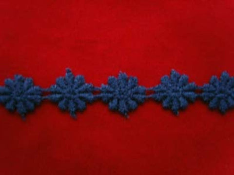 DT32C 12mm Navy Cotton Daisy Lace Trim. Clearance - Ribbonmoon