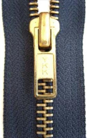 Z4743 YKK 15cm Deep Slate Blue Grey Closed End No.5 Zip, Brass Teeth - Ribbonmoon