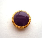 B9634 15mm Liberty Purple Gloss Shank Button with a Gilded Gold Rim - Ribbonmoon
