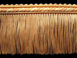 FT1900 5cm Peach and Ivory Cut Fringing on a Cord Decorated Braid