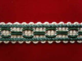 FT644 14mm Pale Cream and Holly Green Braid Trimming