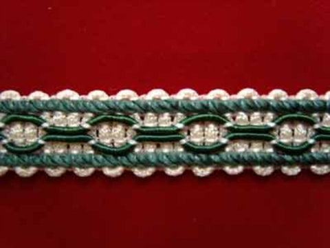 FT644 14mm Pale Cream and Holly Green Braid Trimming