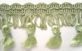 FT003 5cm Khaki Green Tassel Fringe on a Decorated Braid - Ribbonmoon