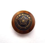 B14571 15mm Brass Metal Shank Button with a Tortoise Shell Rim - Ribbonmoon