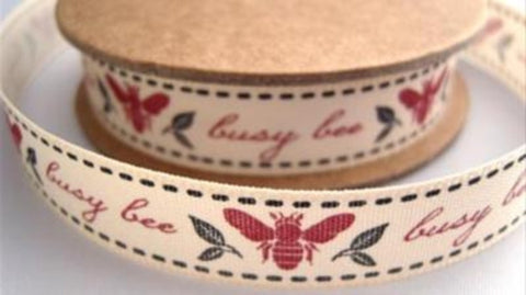 R7005 15mm Natural Rustic Charms "Busy Bee" Ribbon by Berisfords - Ribbonmoon