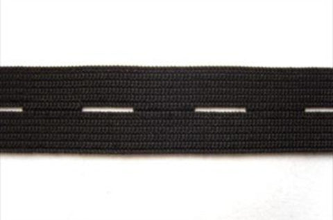 BHT05 19mm Black Buttonhole Elastic. - Ribbonmoon