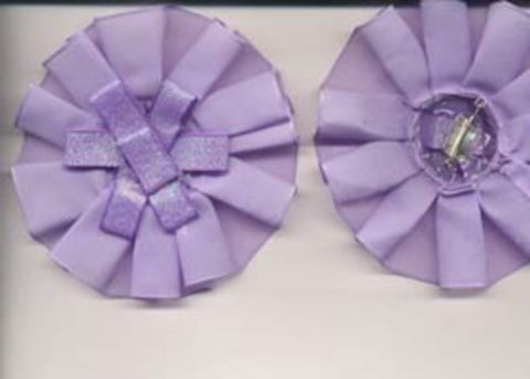 ROSS13 10cm Lilac Ribbon Rossette with an Attached Back Pin. - Ribbonmoon