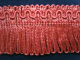FT775 36mm Deep Dusky Pink Looped Fringe on a Decorated Braid - Ribbonmoon