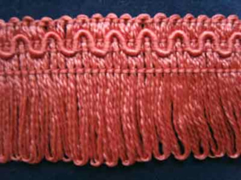 FT775 36mm Deep Dusky Pink Looped Fringe on a Decorated Braid - Ribbonmoon