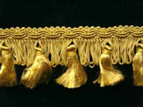 FT536 48mm Dull Topaz Gold Tassel Fringe on a Decorated Braid - Ribbonmoon