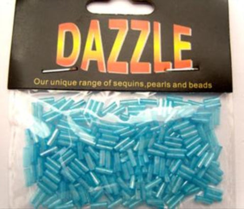 BEAD17 6mm Ceylon Blue Bugle Beads Size 3 - Ribbonmoon