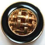 B14975 25mm Gloss Black and Gilded Gold Poly Shank Button - Ribbonmoon