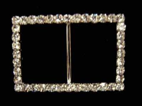 BK96 42mm Silver Metal and Diamante Slider Buckle, 22mm Inside Width