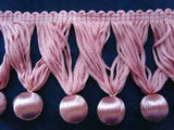 FT468 70mm Vieux Rose Pink Tassel Fringe with Satin Sheen Bobbles