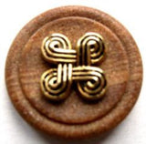 B10937 23mm Stone Effect Matt Tonal Brown Shank Button, Gilded Design - Ribbonmoon