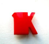 B7059 13mm Letter K Alphabet Shank Button Red