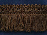 FT242 35mm Dark Brown Looped Fringe on a Decorated Braid - Ribbonmoon