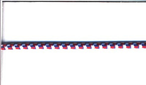 E103 3mm Red, White and Blue Strong Rounded Cord Elastic. - Ribbonmoon