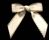 RB006 6cm White Satin Ribbon Bow with a Metallic Gold Edge - Ribbonmoon