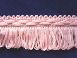 FT137 3cm Pale Azalea Pink Looped Fringe on a Decorated Braid - Ribbonmoon