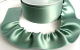R7567 40mm Petrol Double Satin Ribbon with a Gather Stitch Edge - Ribbonmoon