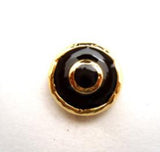 B14530 14mm Faux Black Enamel and Gilded Gold Poly Shank Button - Ribbonmoon
