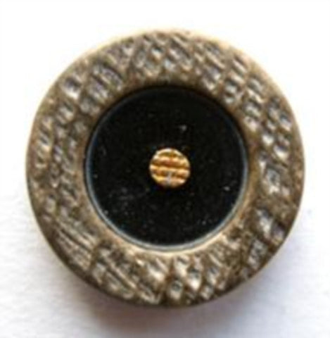B6523 20mm Black, Gold and Stone Beige Shank Button - Ribbonmoon