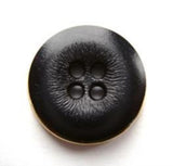 B17816 20mm Black Textured 4 Hole Button with a Gilded Gold Poly Rim - Ribbonmoon