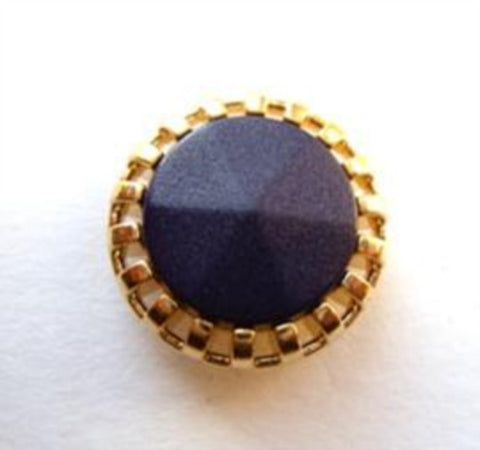 B8097 18mm Matt Navy Shank Button with a Gilded Gold Poly Rim - Ribbonmoon