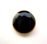 B15192 15mm Navy Button with a Gold Plated Metal Rim and Shank - Ribbonmoon