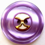 B7560 25mm Pearlised Violet 2 Hole Button with Gold and White Centre - Ribbonmoon