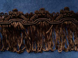 FT805 53mm Dark Brown Looped Fringe on a Decorated Braid - Ribbonmoon