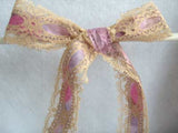 R3275 34mm Beige Lace over a Pastel Paper Based Ribbon - Ribbonmoon