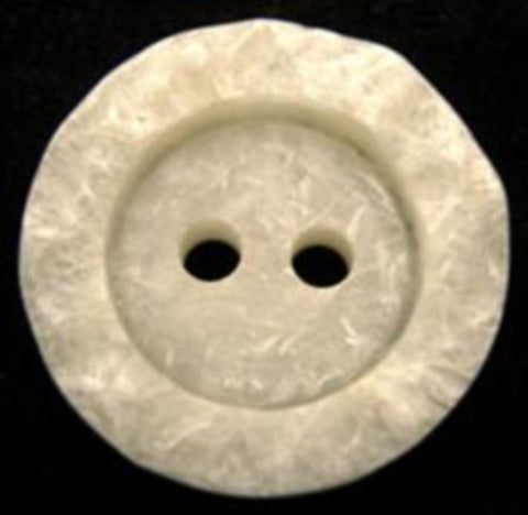 B10000 23mm Bridal White Chunky Marble Effect 2 Hole Button, Textured Rim - Ribbonmoon